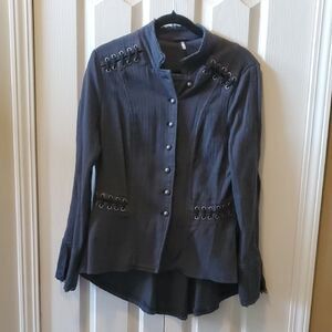 Free People Dark Gray Military-Inspired Blazer